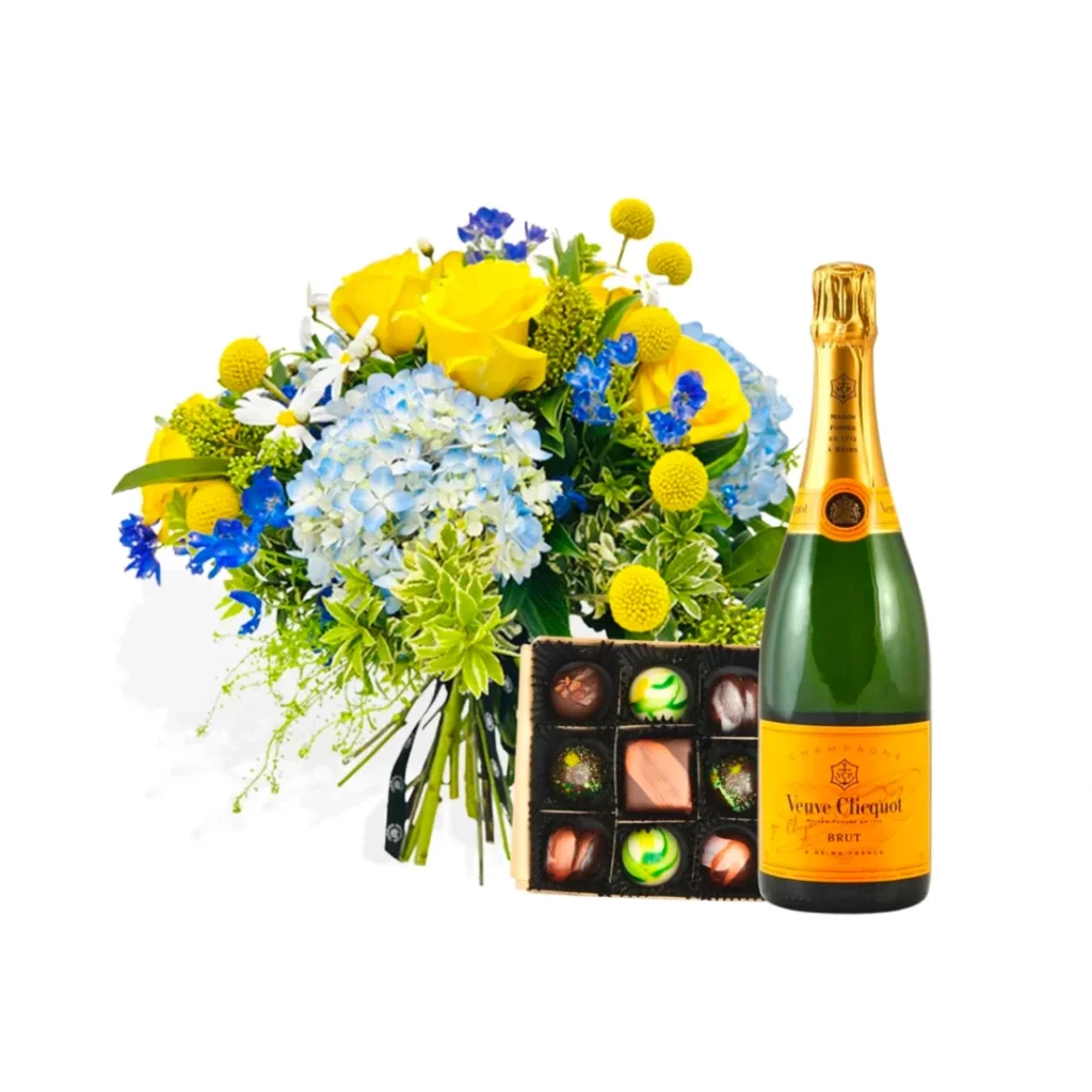 Good Day+Cake+Champagne In South Korea Flower Bouquet & Champagne